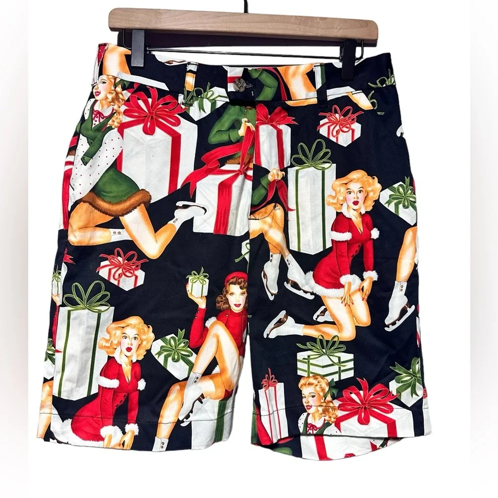 Loudmouth Golf Pin-Up Girl Christmas Shorts Size 30 Flawless Condition - Picture 2 of 15